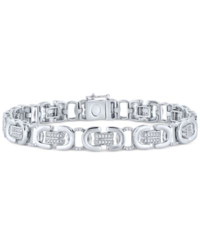 Мужской браслет Diamond Pavé U Link (1 ct. t.w.) из стерлингового серебра