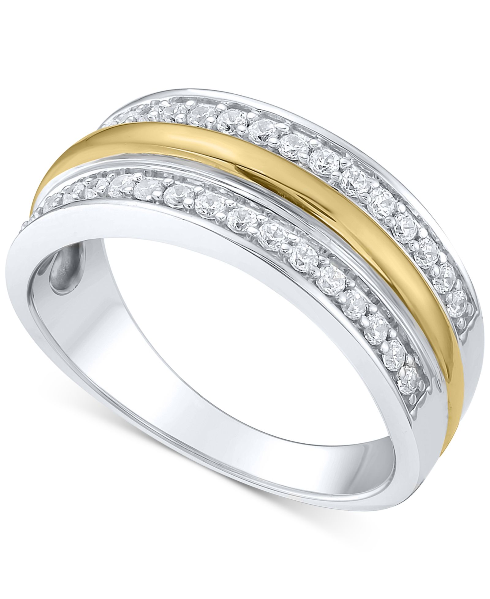 Men's Diamond Triple Row Band (1/2 ct. t.w.) in 10k Two-Tone Gold