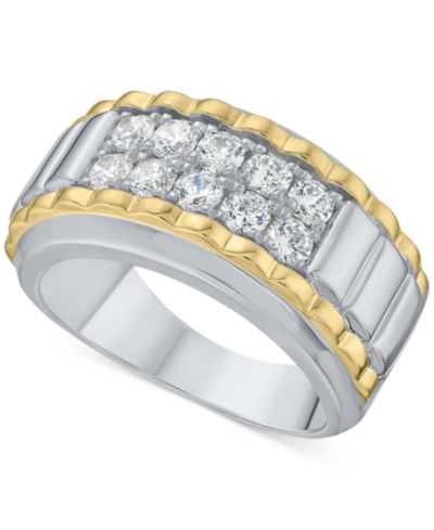 Мужское кольцо с текстурой Ridge в двухцветном золоте 10k (1 ct. t.w.)
