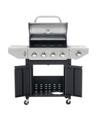 Газовый гриль Mondawe Stainless Steel на 5 горелок, 46,500 BTU Propane, с боковыми полками и 4 колесами