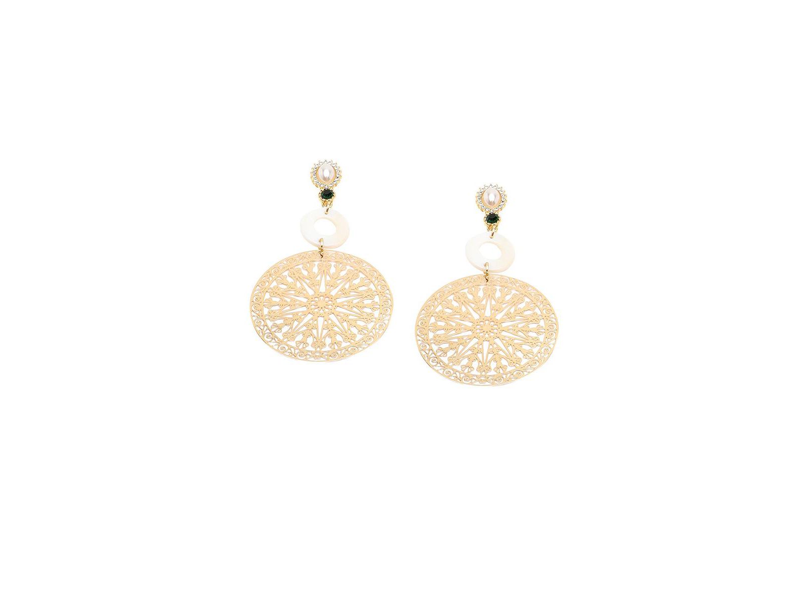 SOHI White Celestial Filigree Drop Earrings