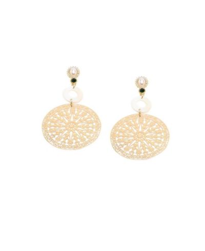 SOHI White Celestial Filigree Drop Earrings