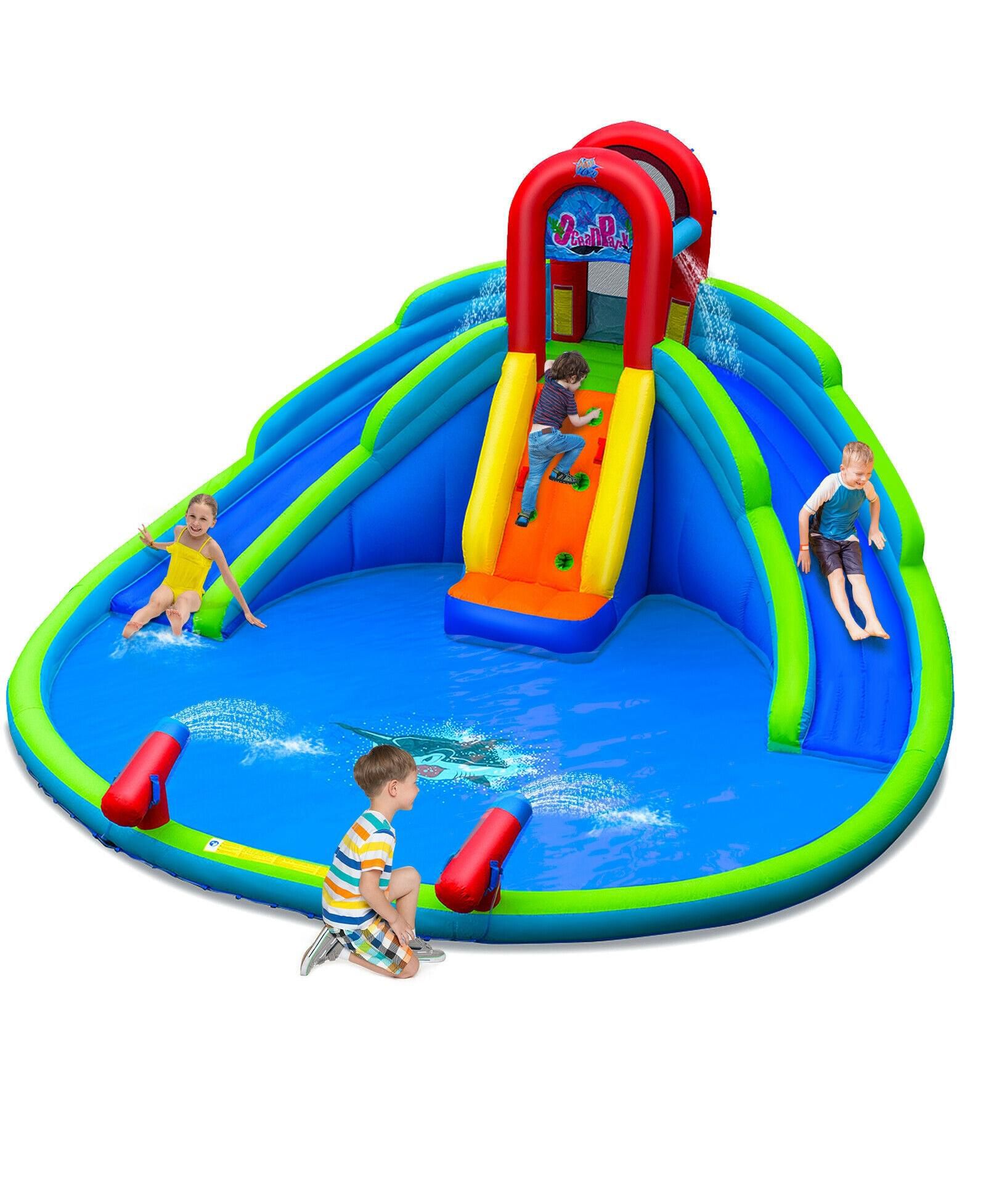 Inflatable Waterslide Bounce House with Upgraded Handrail without Blower