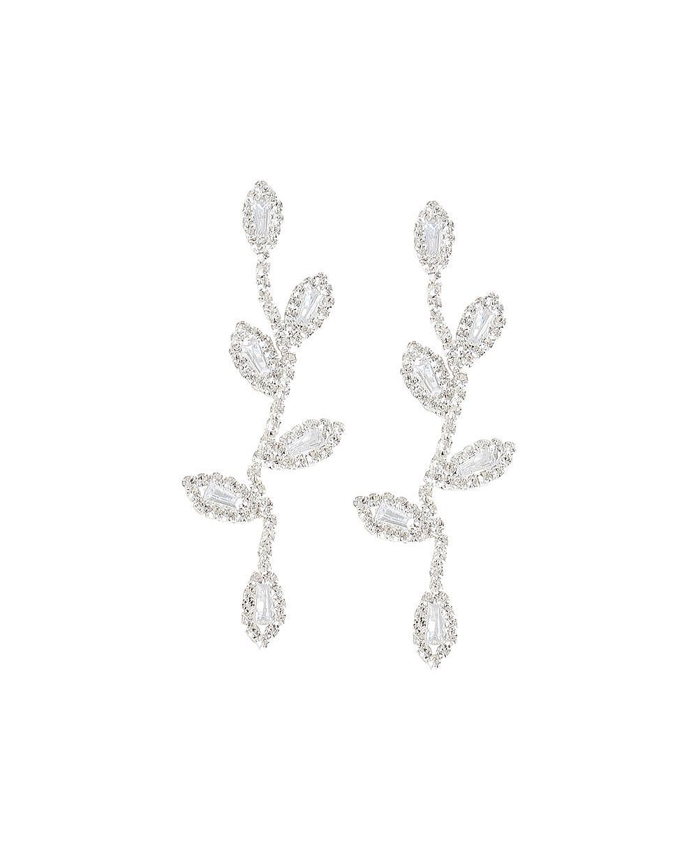 Серьги SOHI Women's Silver Embellished Foliage Drop