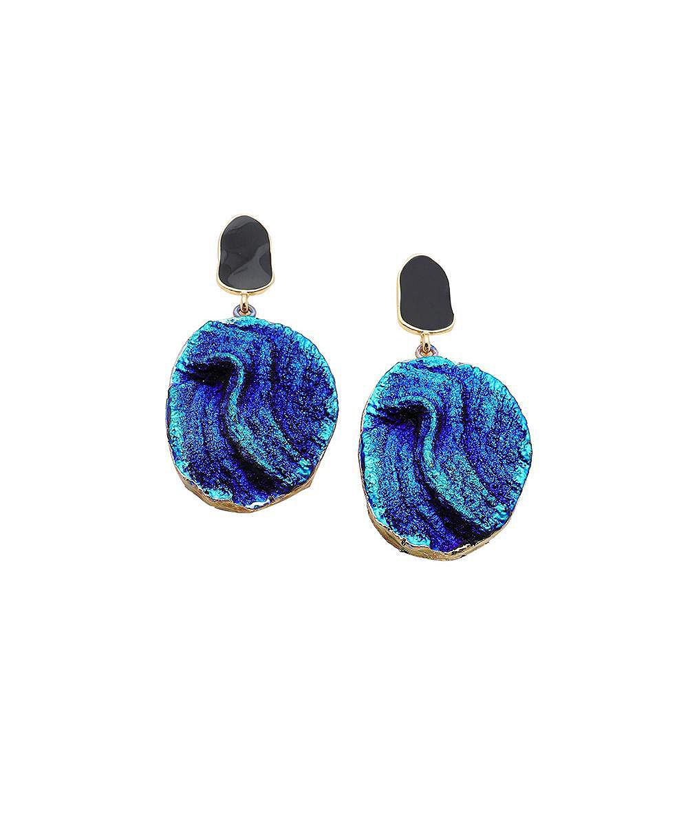 Женские серьги SOHI Blue Textured Oval Drop