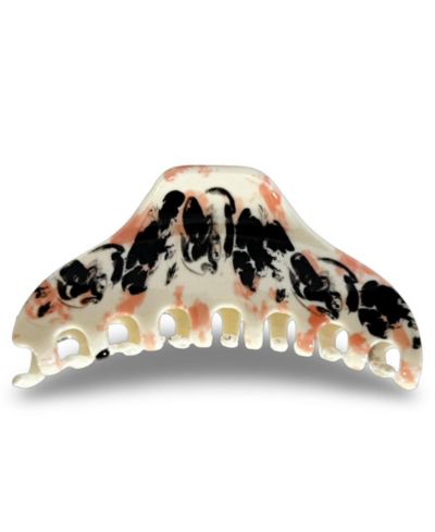 Большая заколка для волос - Black + Coral Marble