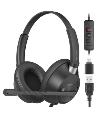 Delton USB гарнитура с микрофоном Hi-Fi Stereo Black
