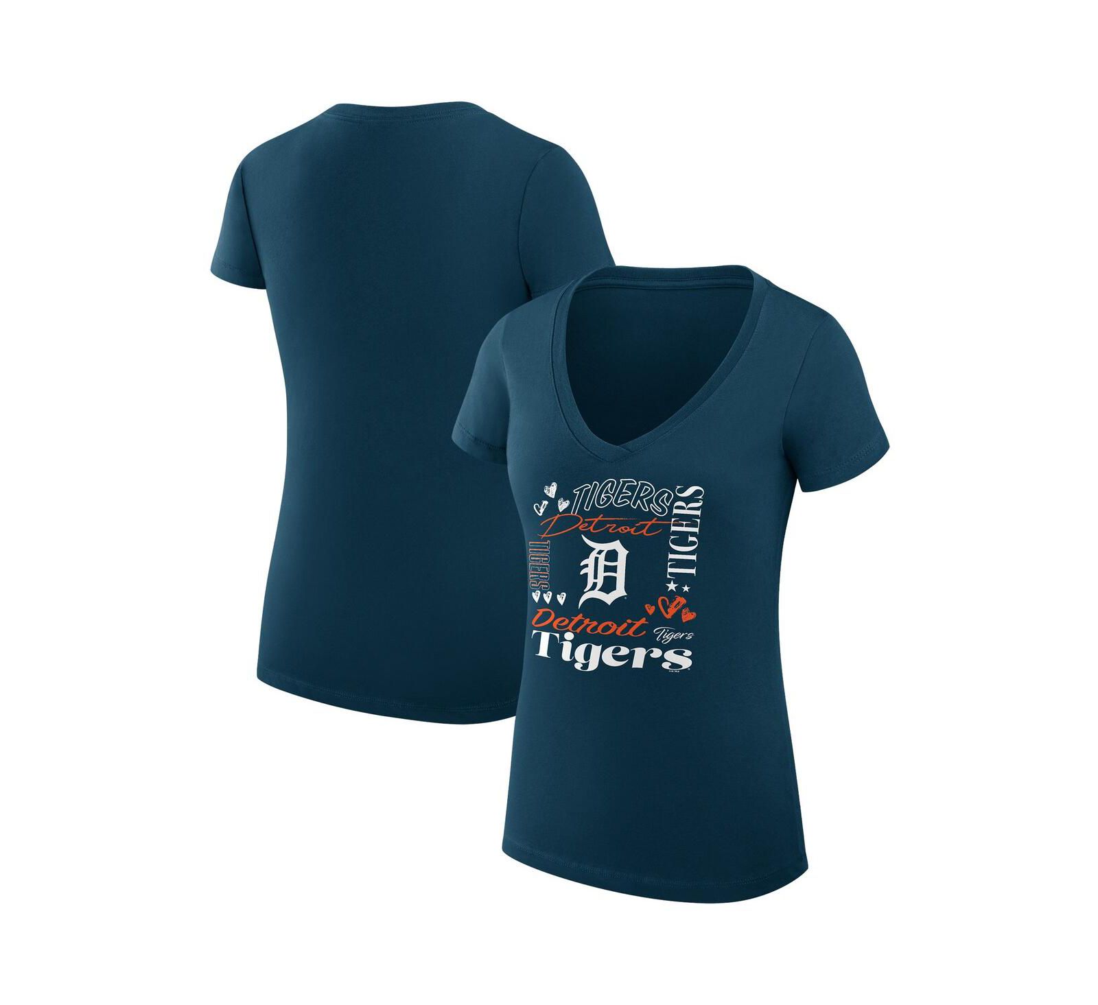 Женская футболка G-III 4Her by Carl Banks Detroit Tigers Collage Team Graphic V-Neck Fitted