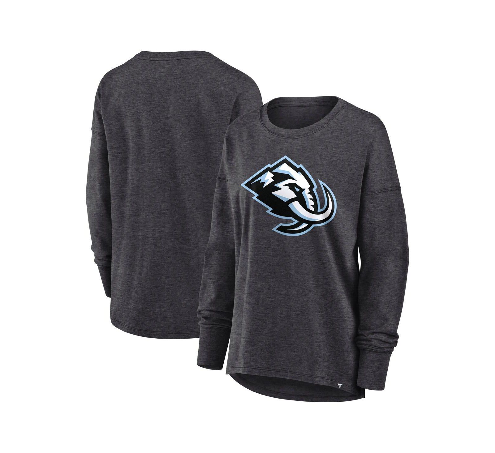 Женская футболка Fanatics Heather Charcoal Utah Mammoth Primary Logo Legacy Long Sleeve