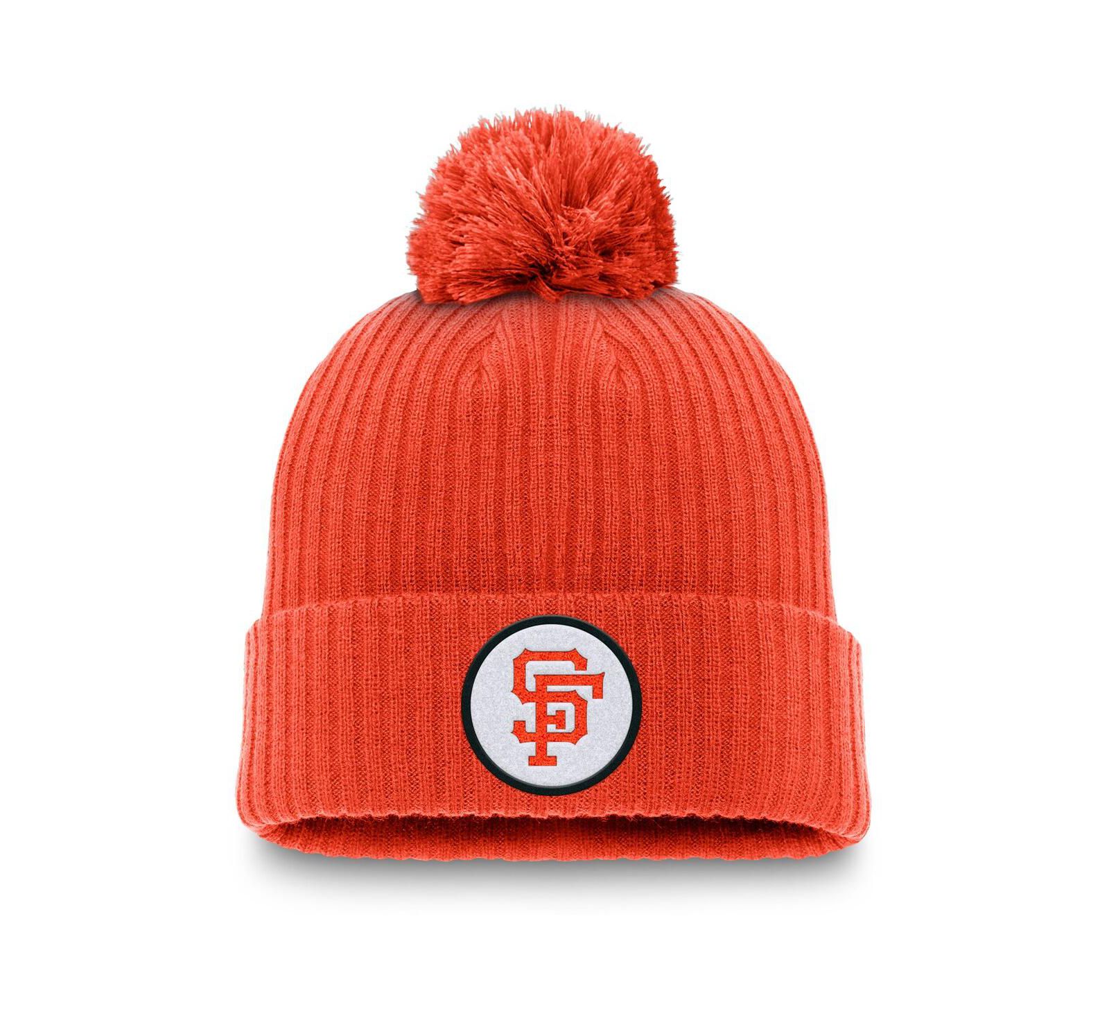 Nike Men's Orange San Francisco Giants Cooperstown Collection Patch Cuffed Knit with Pom Hat
