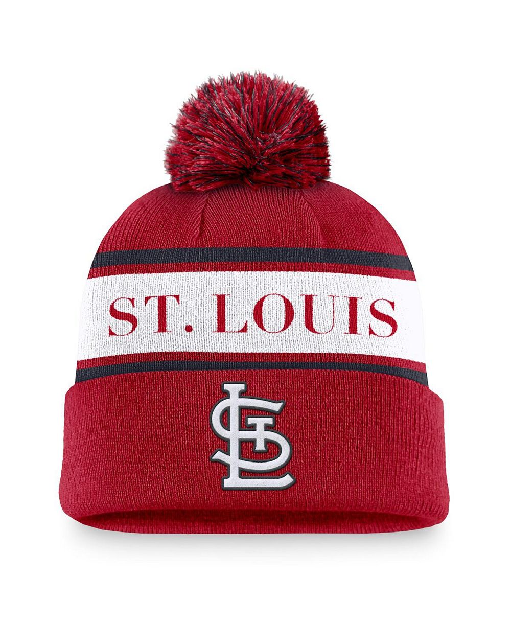 Вязаная шапка Nike St. Louis Cardinals Team Stripe Peak Cuffed с помпоном для мужчин