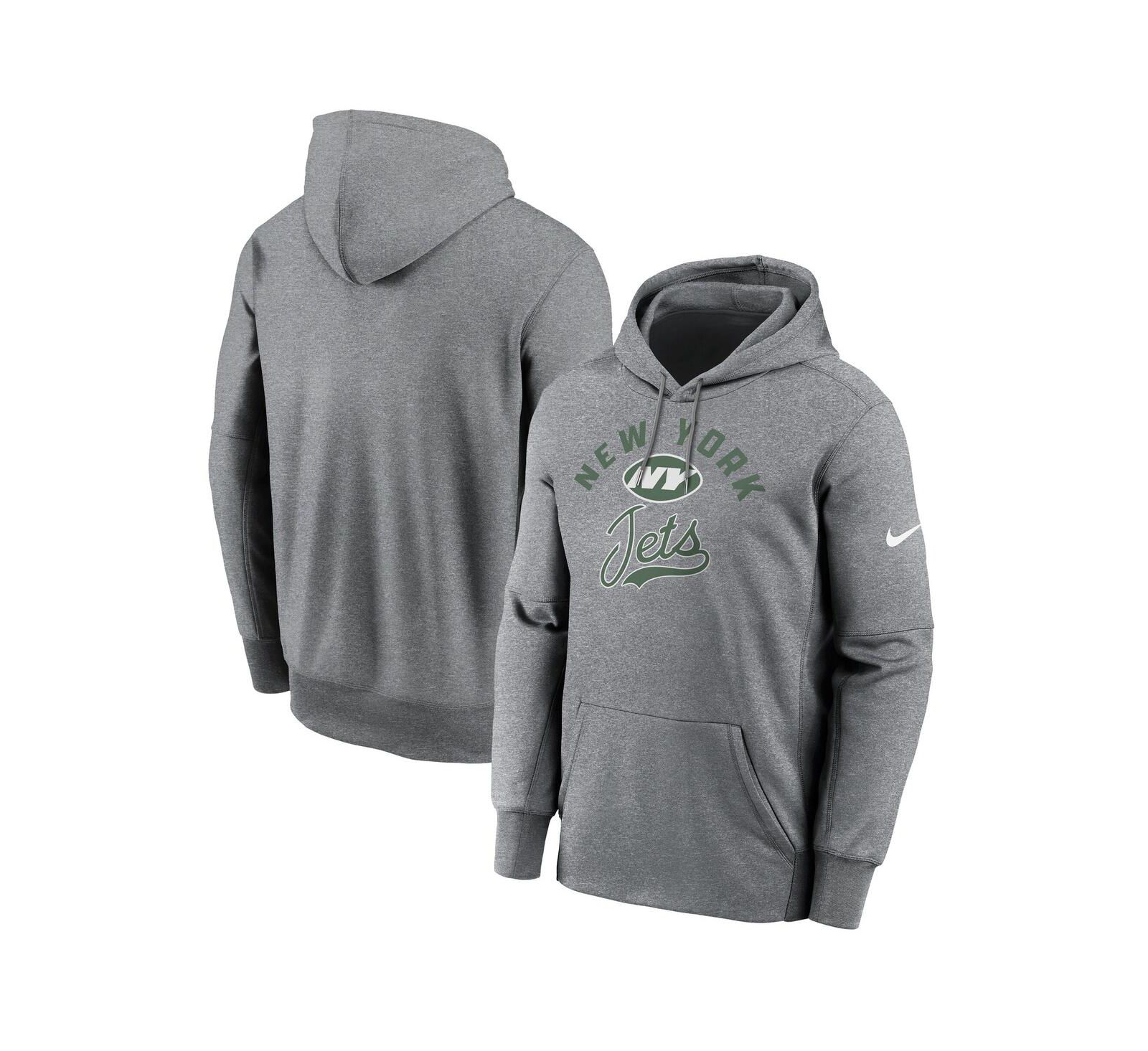 Nike Мужской флисовый худи Addison Mayfield Heather Gray New York Jets Performance Pullover