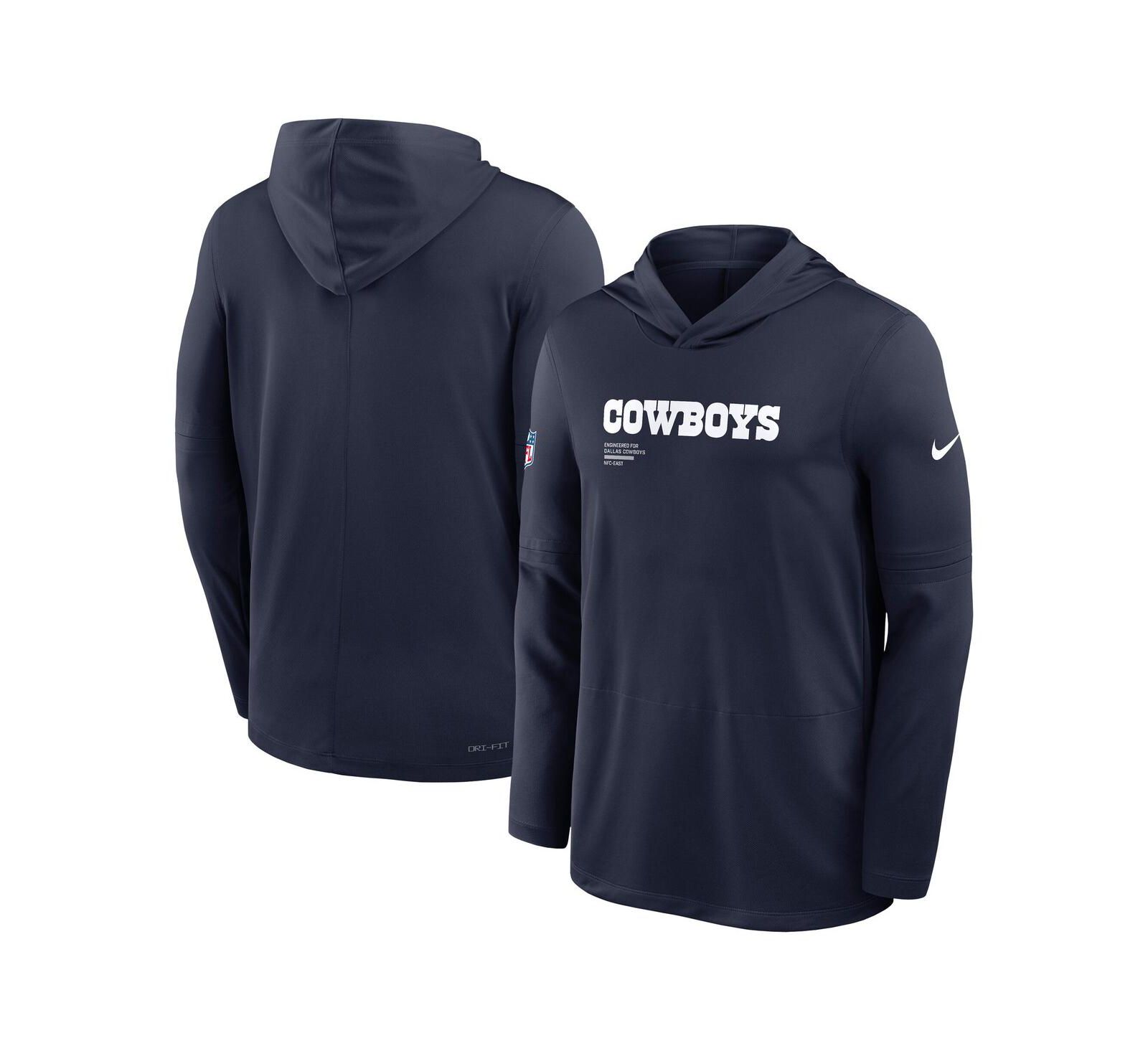 Nike Men's Navy Dallas Cowboys Pure Fury Performance Long Sleeve Hooded T-Shirt