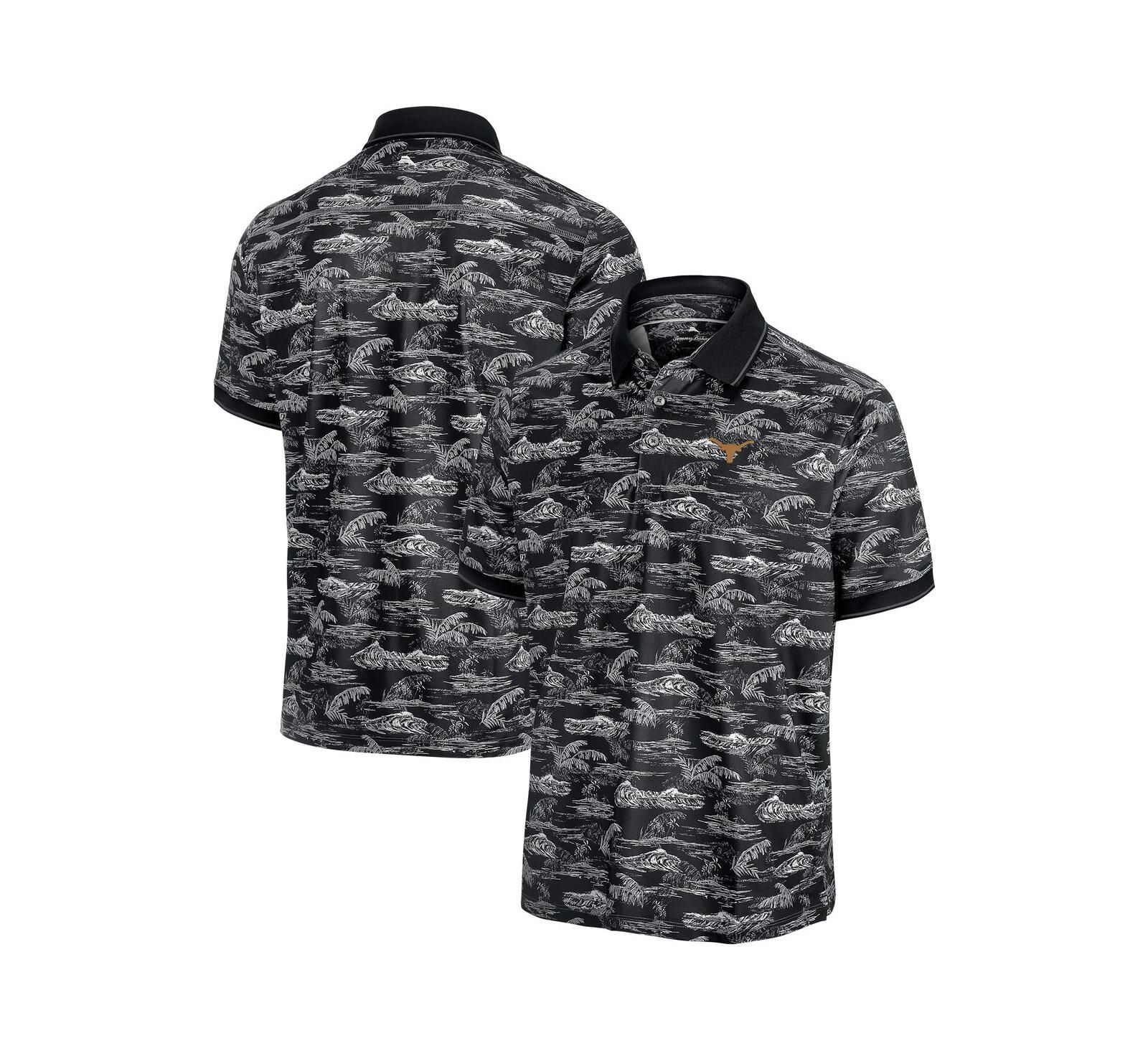 Мужская рубашка-поло Tommy Bahama Black Texas Longhorns Sport Bay View IslandZone
