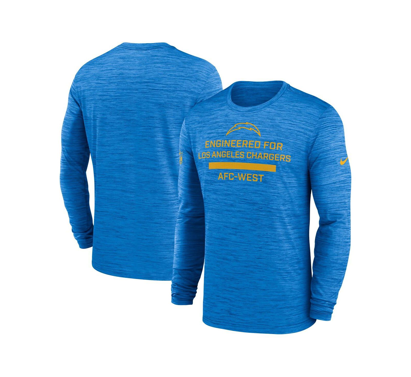 Nike Men's Powder Blue Los Angeles Chargers Sideline Velocity Performance Long Sleeve T-Shirt