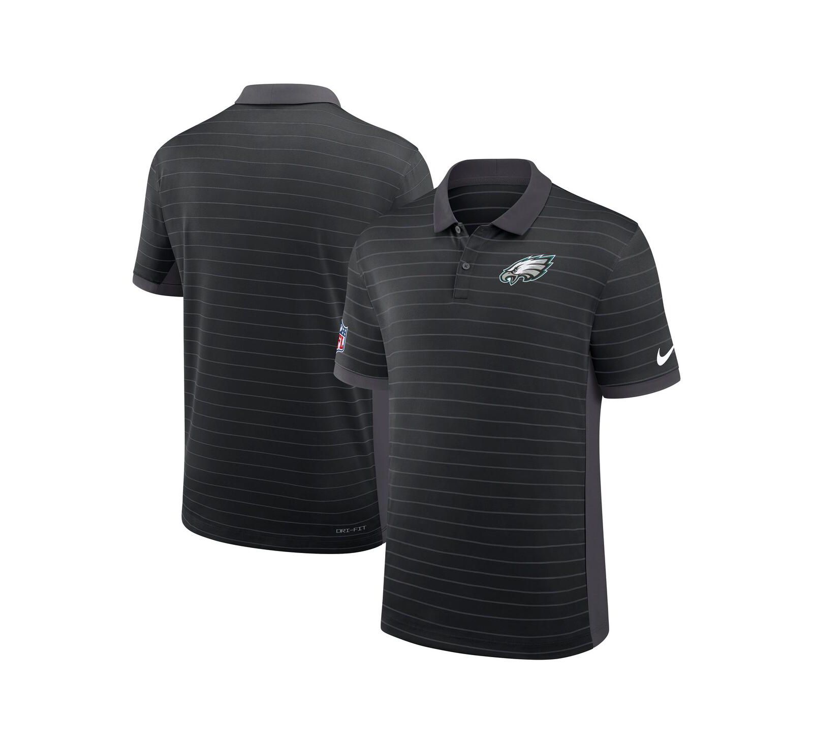 Nike Men's Black Philadelphia Eagles Sideline Victory Stripe Performance Polo Shirt