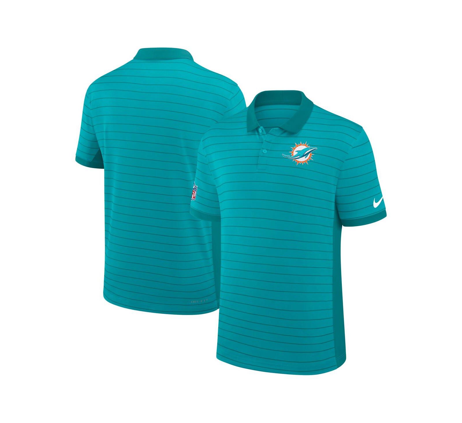 Nike Men's Aqua Miami Dolphins Sideline Victory Stripe Performance Polo Shirt
