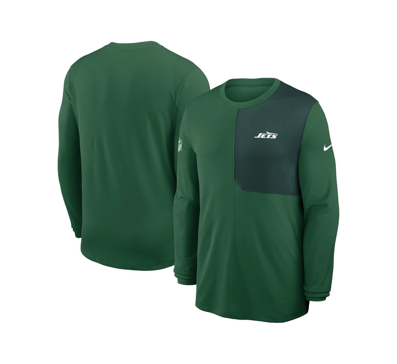 Мужская футболка Nike Green New York Jets Sideline Coach UV Performance Long Sleeve