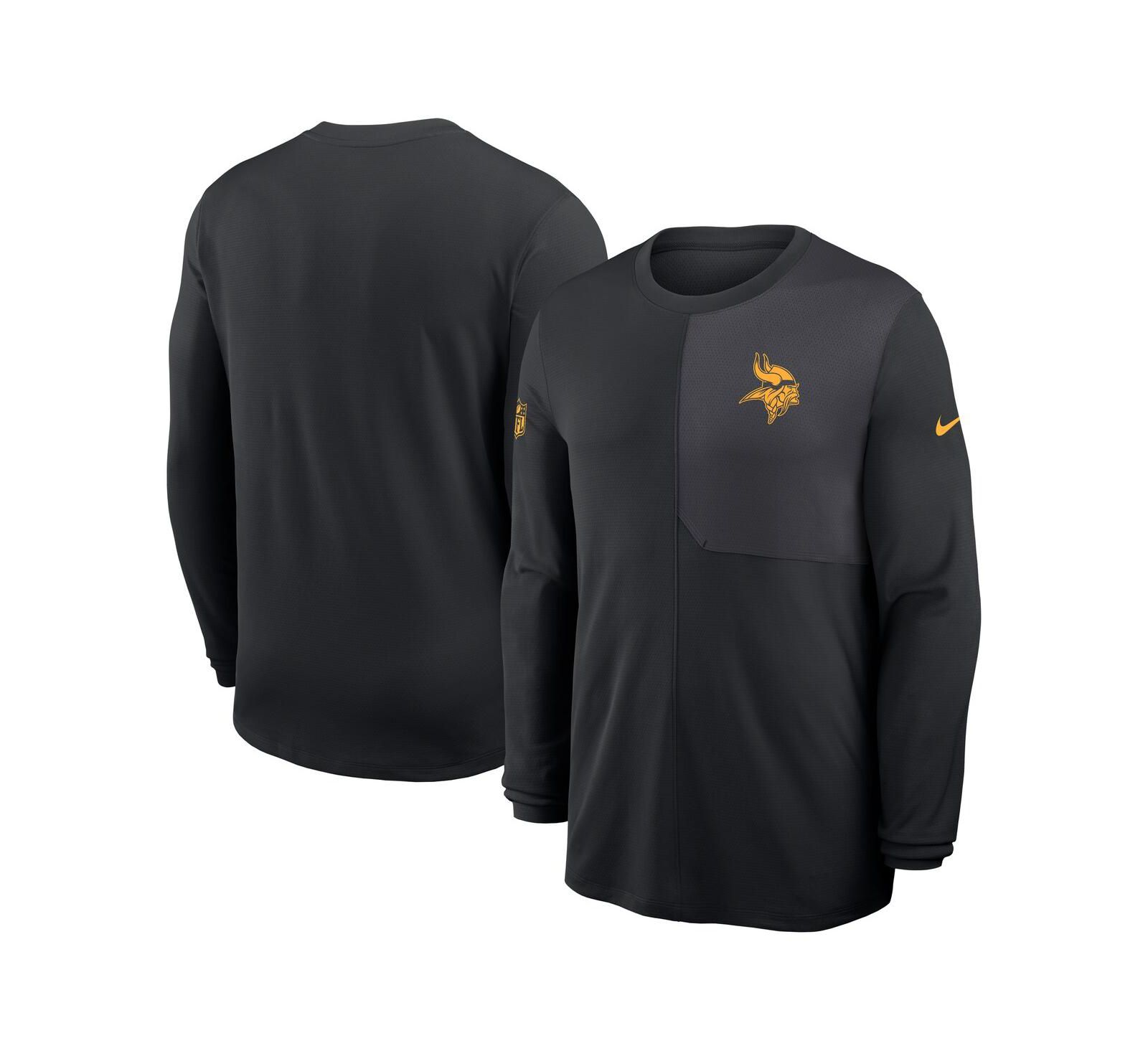 Nike Мужская черная футболка с длинным рукавом Minnesota Vikings Sideline Coach UV Performance