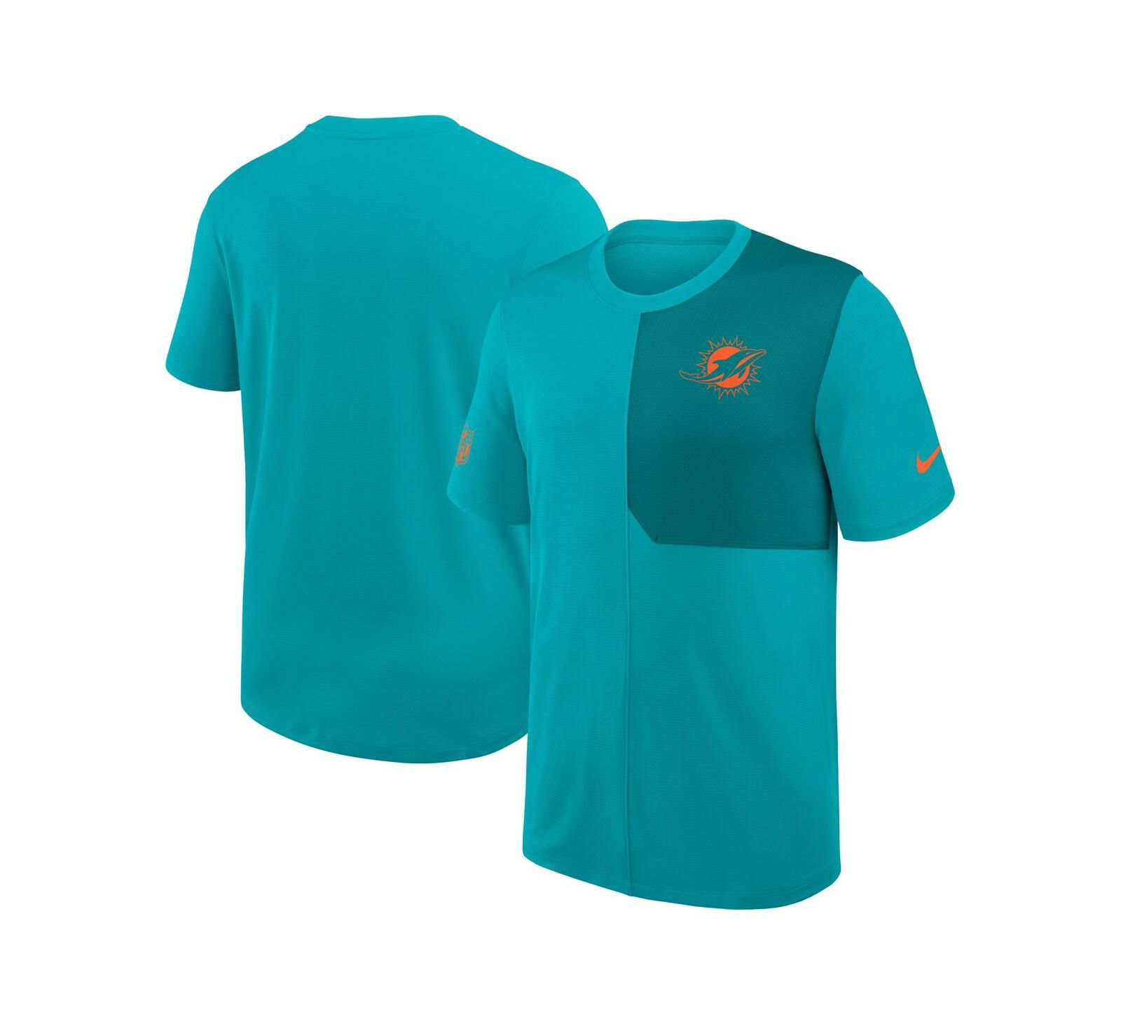 Nike Men's Aqua Miami Dolphins Sideline UV Performance Coach Shirt