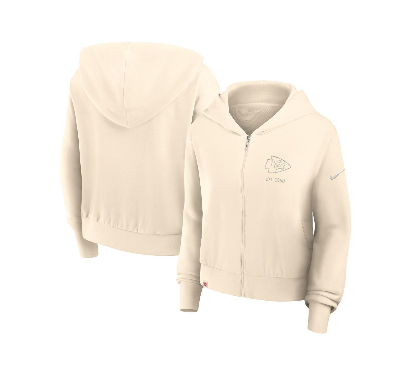 Nike Women's Cream Kansas City Chiefs Glory Cropped Full-Zip Hoodie