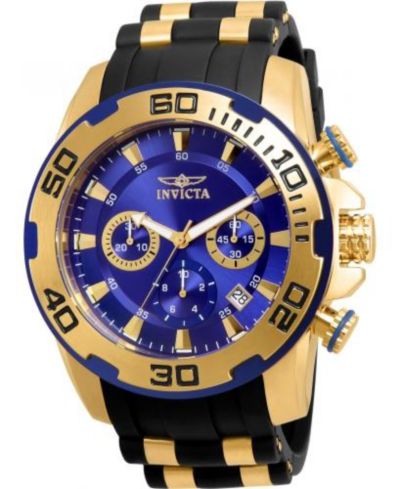 Мужские часы Invicta 22313 Pro Diver Quartz Chronograph с синим циферблатом