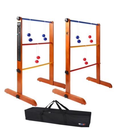 GSE Games & Sports Expert Premium Solid Wood Ladder Ball Toss Game Set with Ladder Ball Bolas & Carrying Case