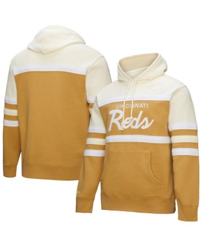 Mitchell & Ness Мужское худи Cincinnati Reds Head Coach Pullover Tan/Cream