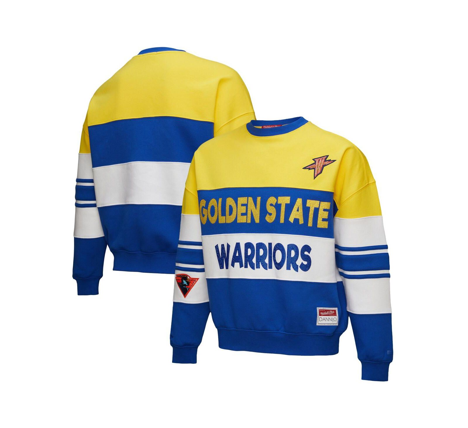 Женский свитшот Mitchell & Ness X Dannijo Gold/Royal Golden State Warriors Blocked Pullover