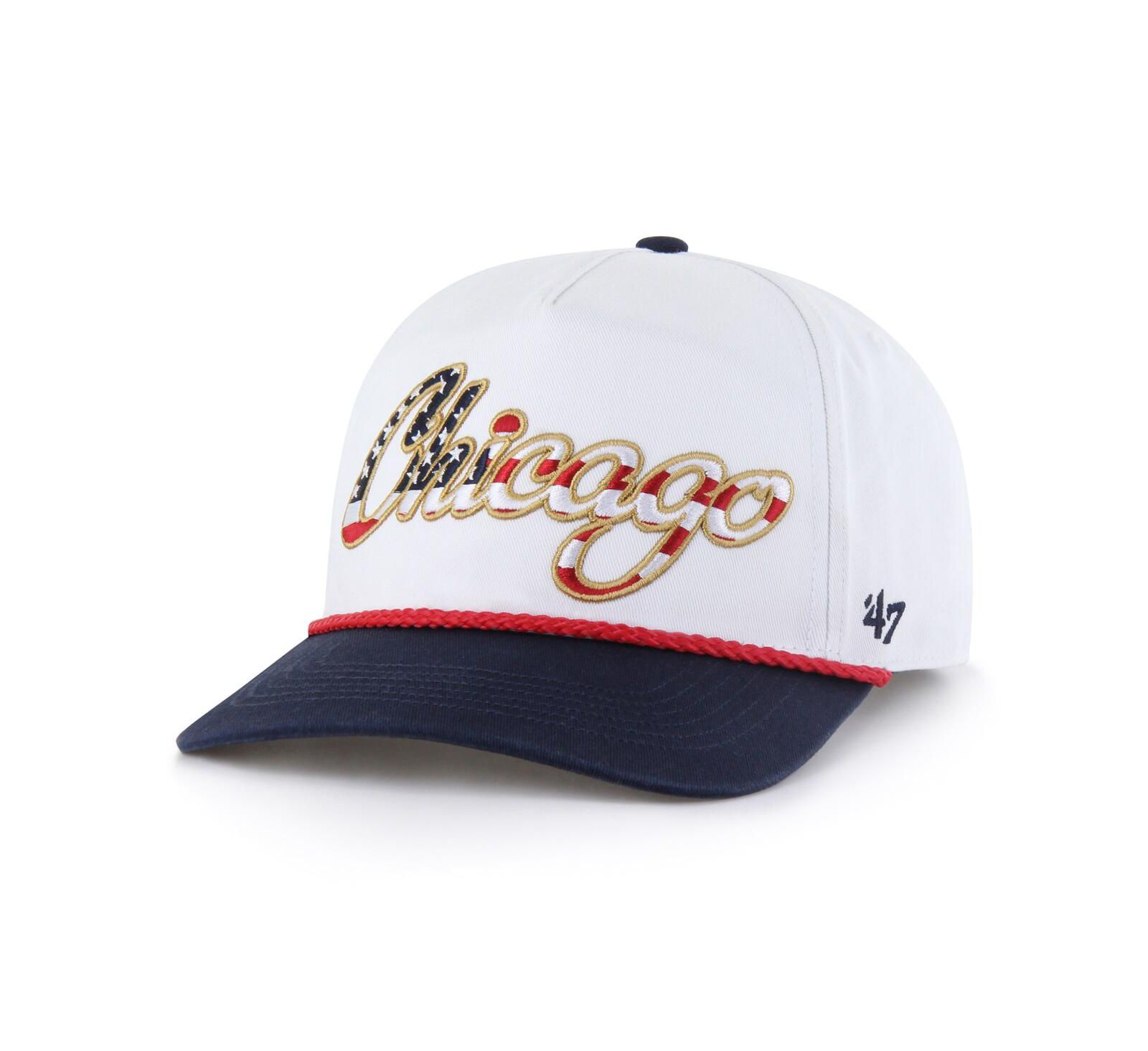 Мужская бейсболка '47 Brand White Chicago Cubs Patriotic Overhand Hitch регулируемая