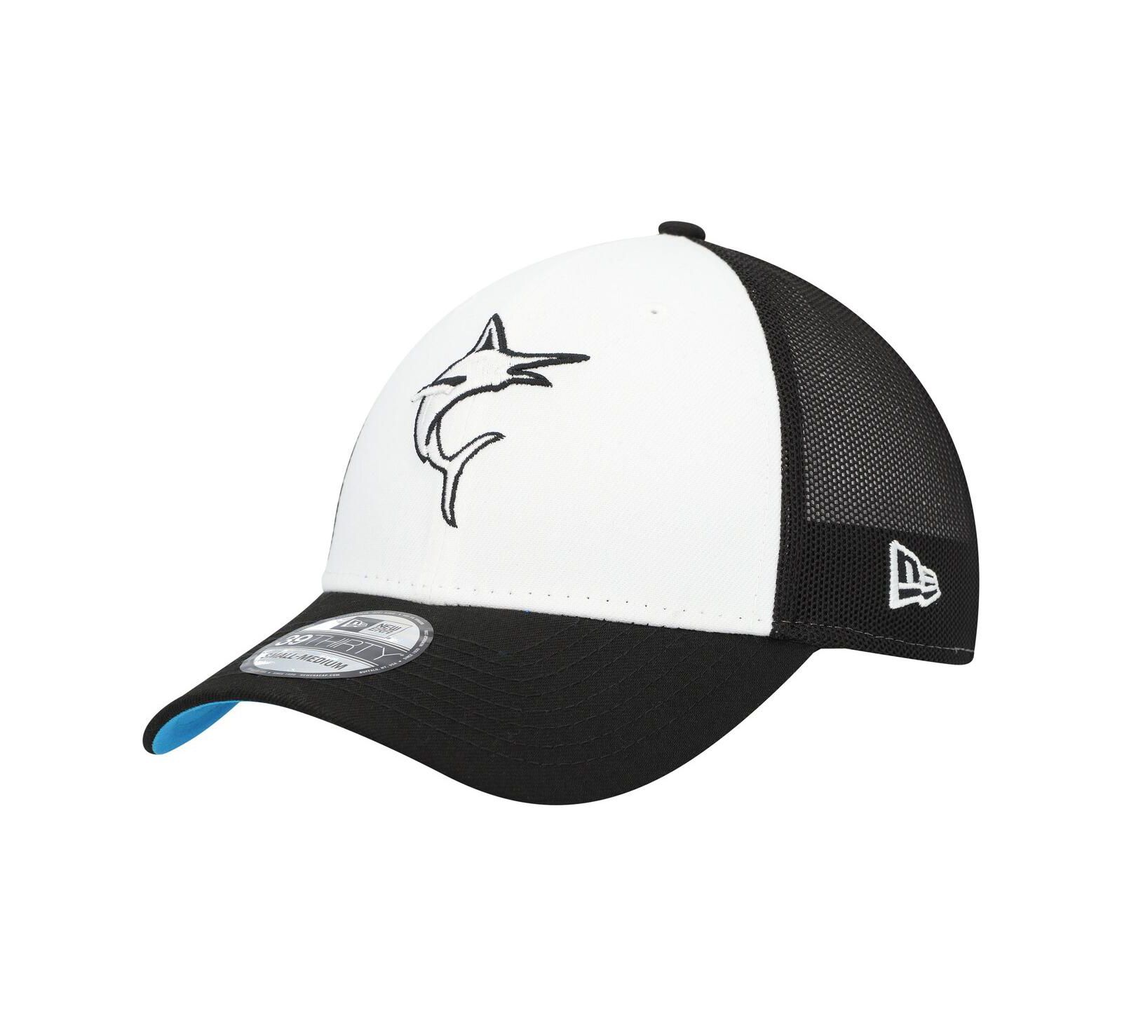 New Era Men's Black/White Miami Marlins 2023 On-Field Batting Practice 39THIRTY Flex Hat