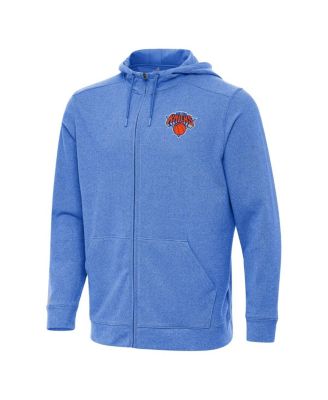 Мужское худи Antigua Heather Blue New York Knicks Effortless Full-Zip Jacket