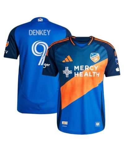 Adidas Men's Kevin Denkey Blue FC Cincinnati 2025 Orange and Blue Legacy Kit Authentic Player Jersey