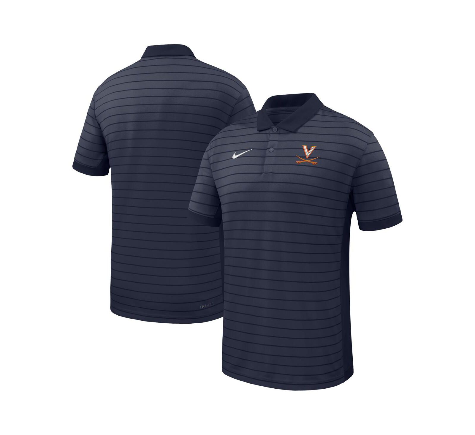 Nike Мужской Navy Virginia Cavaliers 2025 Early Season Coaches Sideline Victory Stripe Performance Polo Shirt