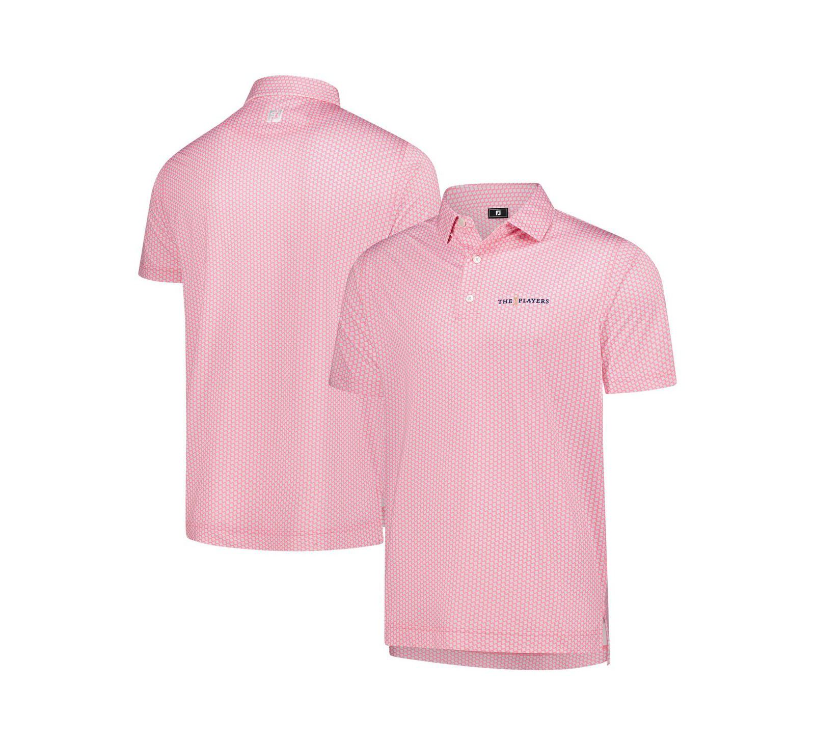 Мужская рубашка-поло FootJoy Pink 2025 the PLAYERS ProDry Houndstooth Geo Lisle