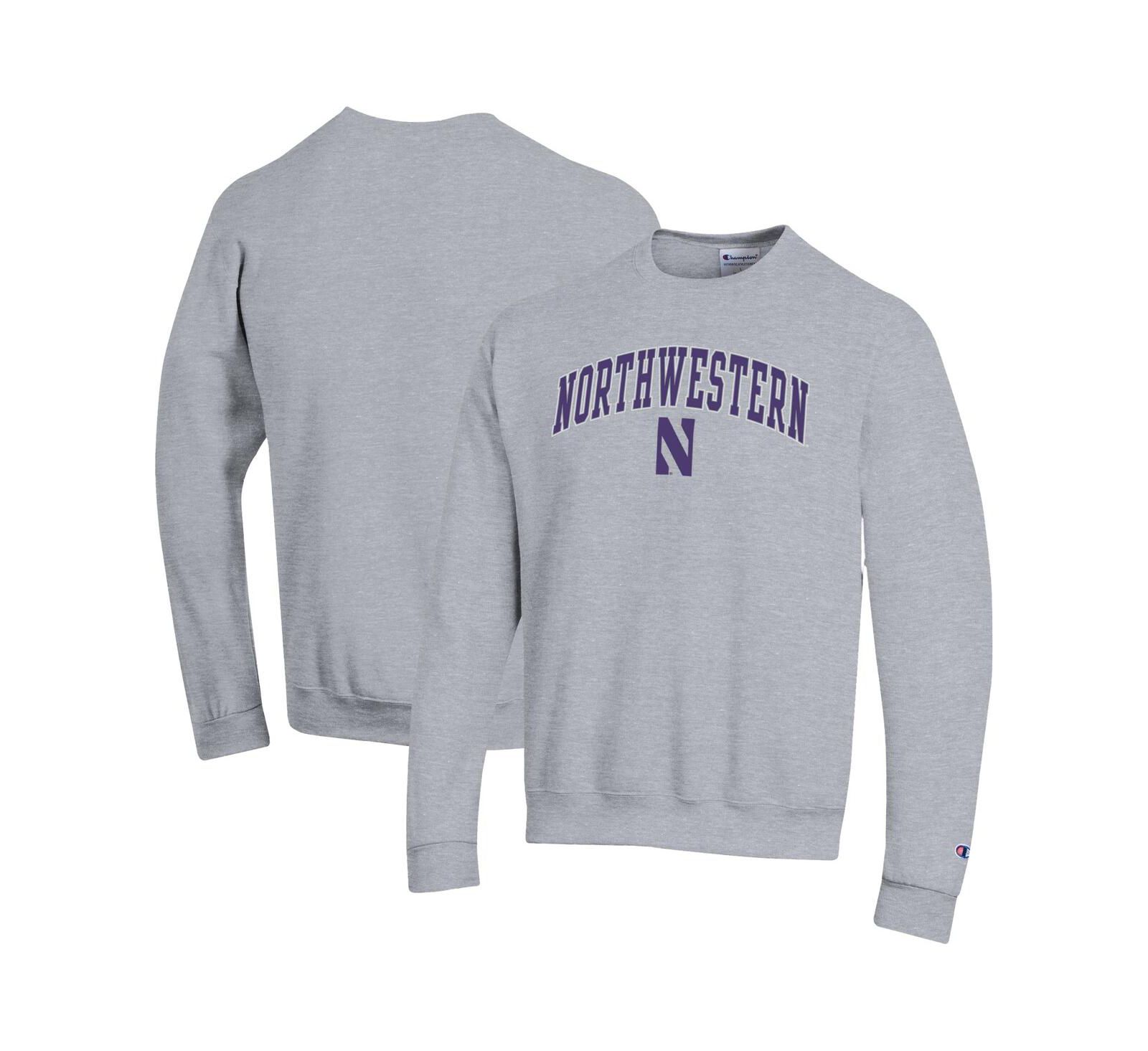 Champion Men's Heather Gray Northwestern Wildcats Arch Over Logo Pullover Sweatshirt