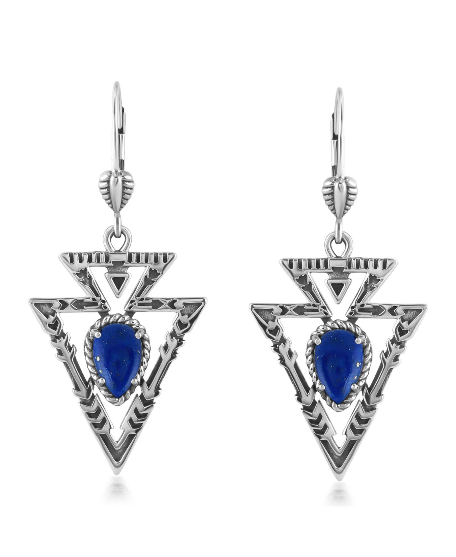 Серьги American West Jewelry Sterling Lapis Arrowhead Lever Back