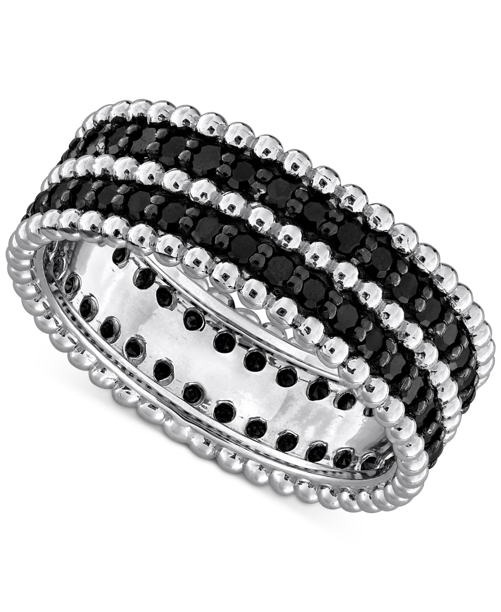 Кольцо Black Diamond Double Row Beaded Eternity Band 14k Gold