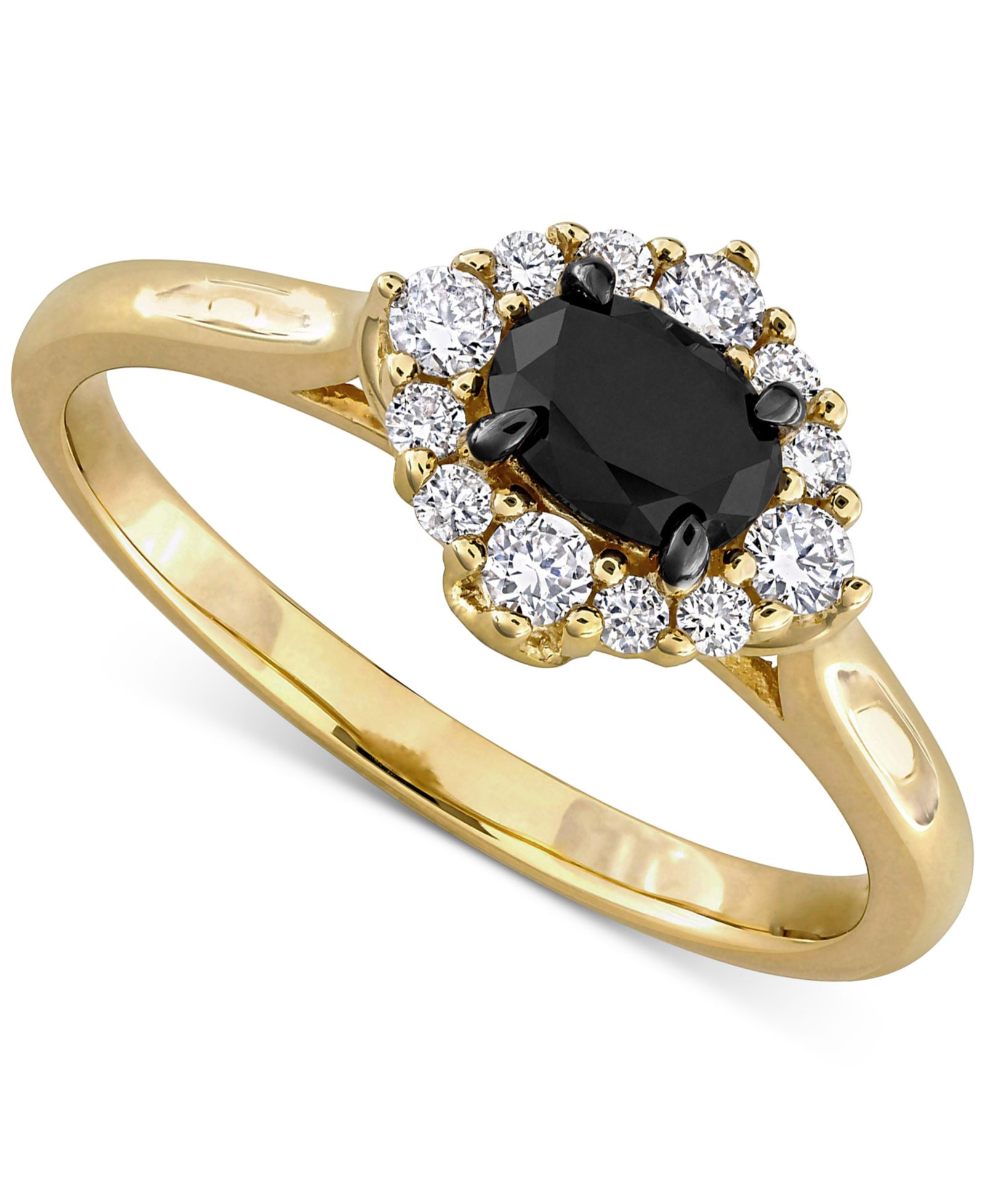 Помолвочное кольцо с бриллиантом и черным и белым камнем 3/4 ct. t.w. в золоте 14k