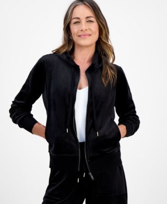Style & Co Petite Zip-Front Long-Sleeve Velour Hoodie, Macy's Exclusive