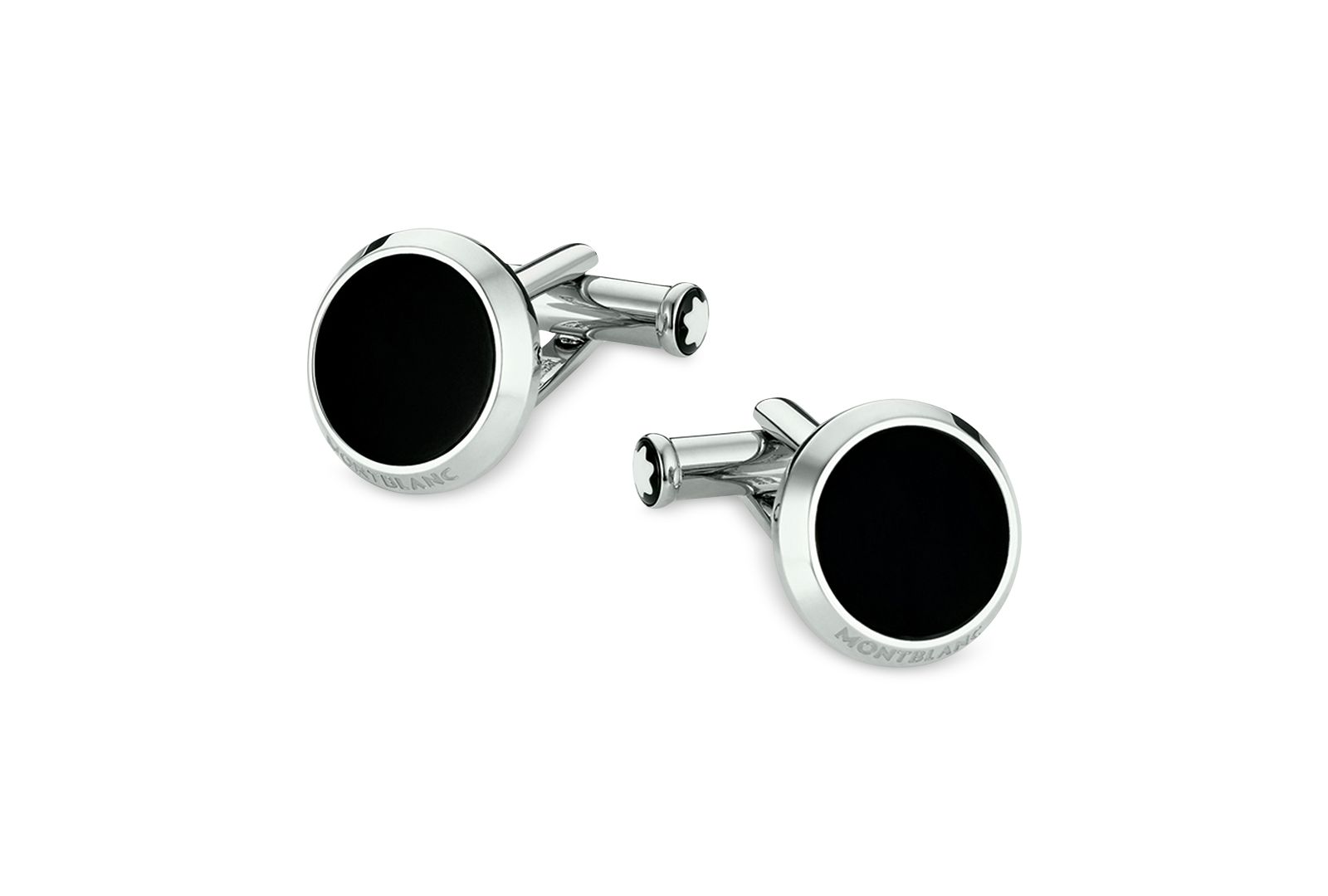 Montblanc Meisterstück Men's Steel and Black Onyx Cufflinks 112896