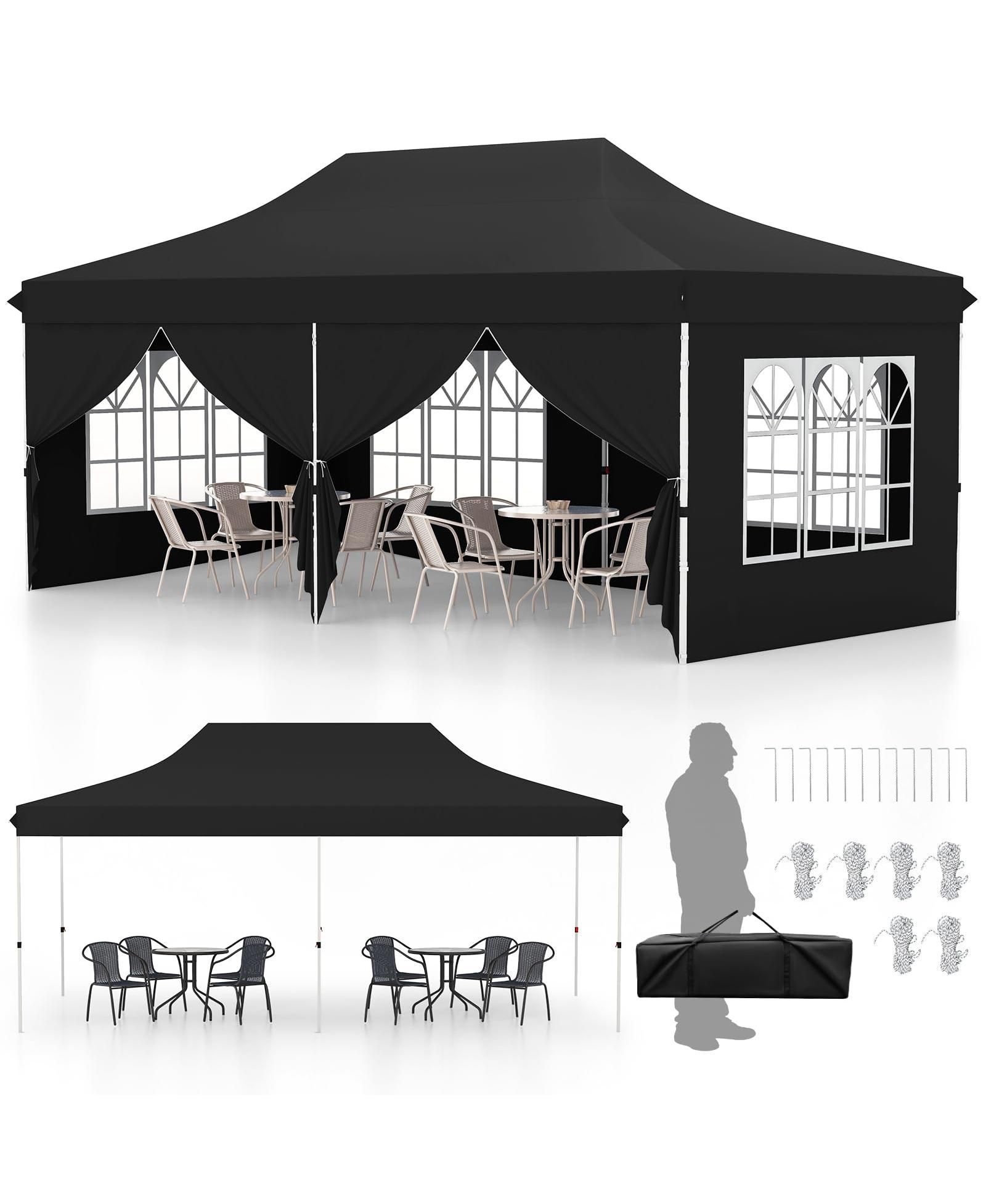 10 x 20 Feet Pop up Canopy with 6 Sidewalls Windows and Carrying Bag
