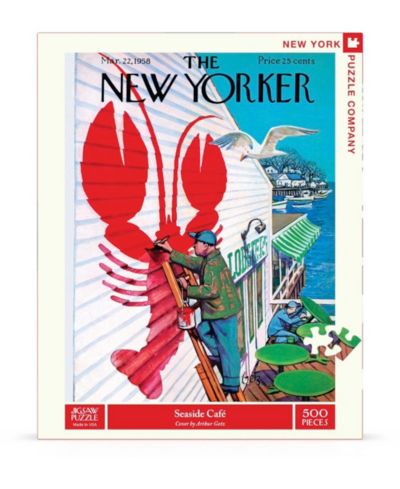 New York Puzzle Company Seaside Café New Yorker Cover 500-Piece Puzzle, Ages 10+