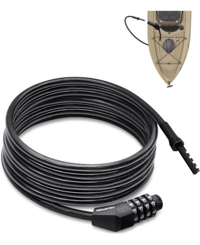 Bike Lock, Extra Long Straight Cable Lock 6ft with Resettable Combination, Unique Male Narrow Designed to Especially Suitable for Kayak, Scooter and Paddle Boards Canoe Jet Ski
