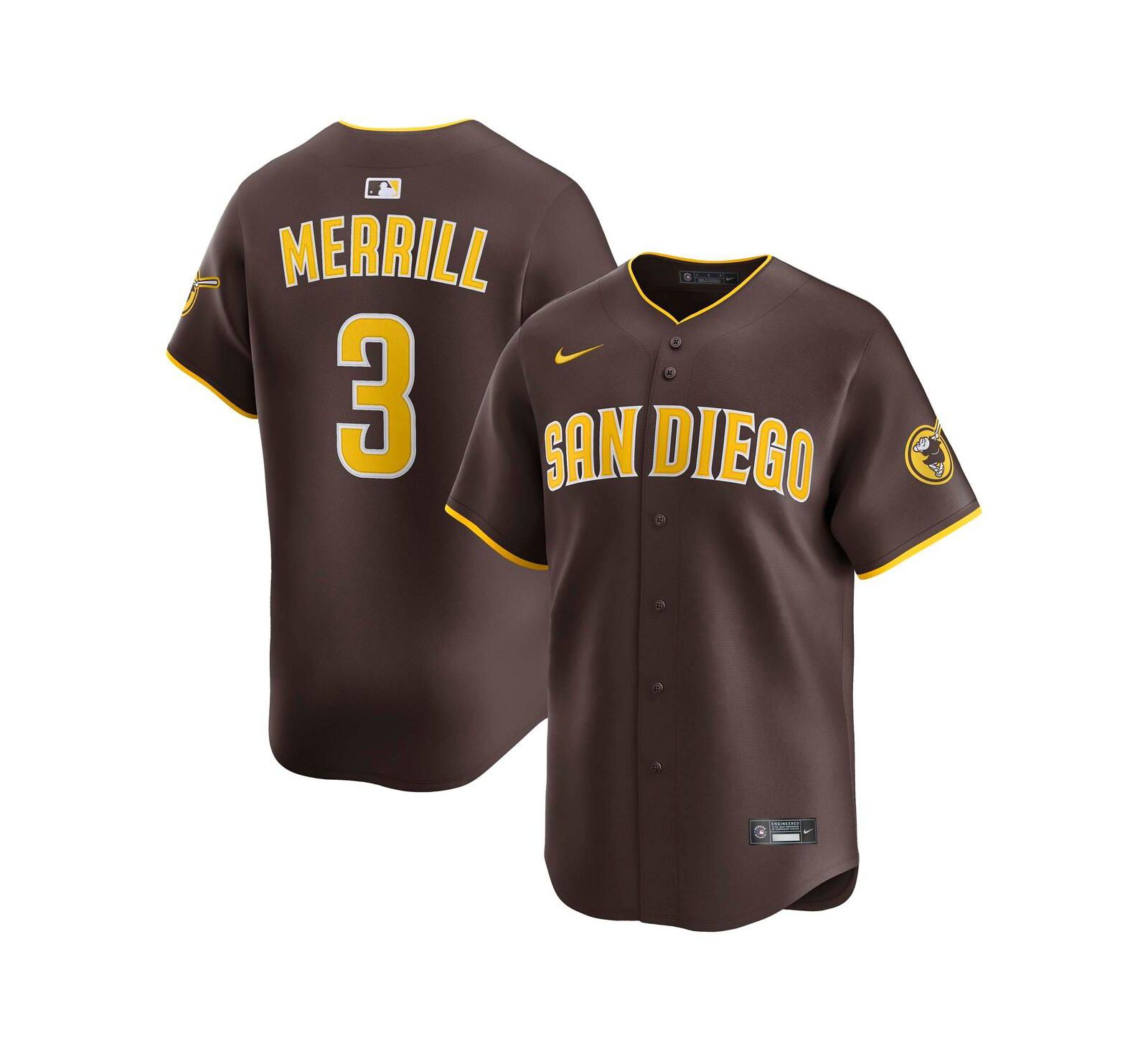 Мужская джерси Nike Jackson Merrill Brown San Diego Padres Road Limited