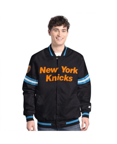 Starter Men's Black New York Knicks Scout Varsity Full-Snap Jacket