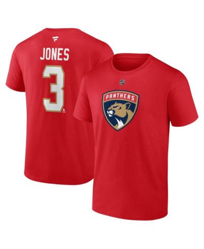 Fanatics Men's Seth Jones Red Florida Panthers Authentic Stack Name & Number T-Shirt