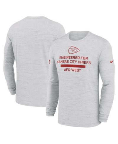 Мужская футболка Nike Ash Kansas City Chiefs Sideline Velocity Performance с длинным рукавом