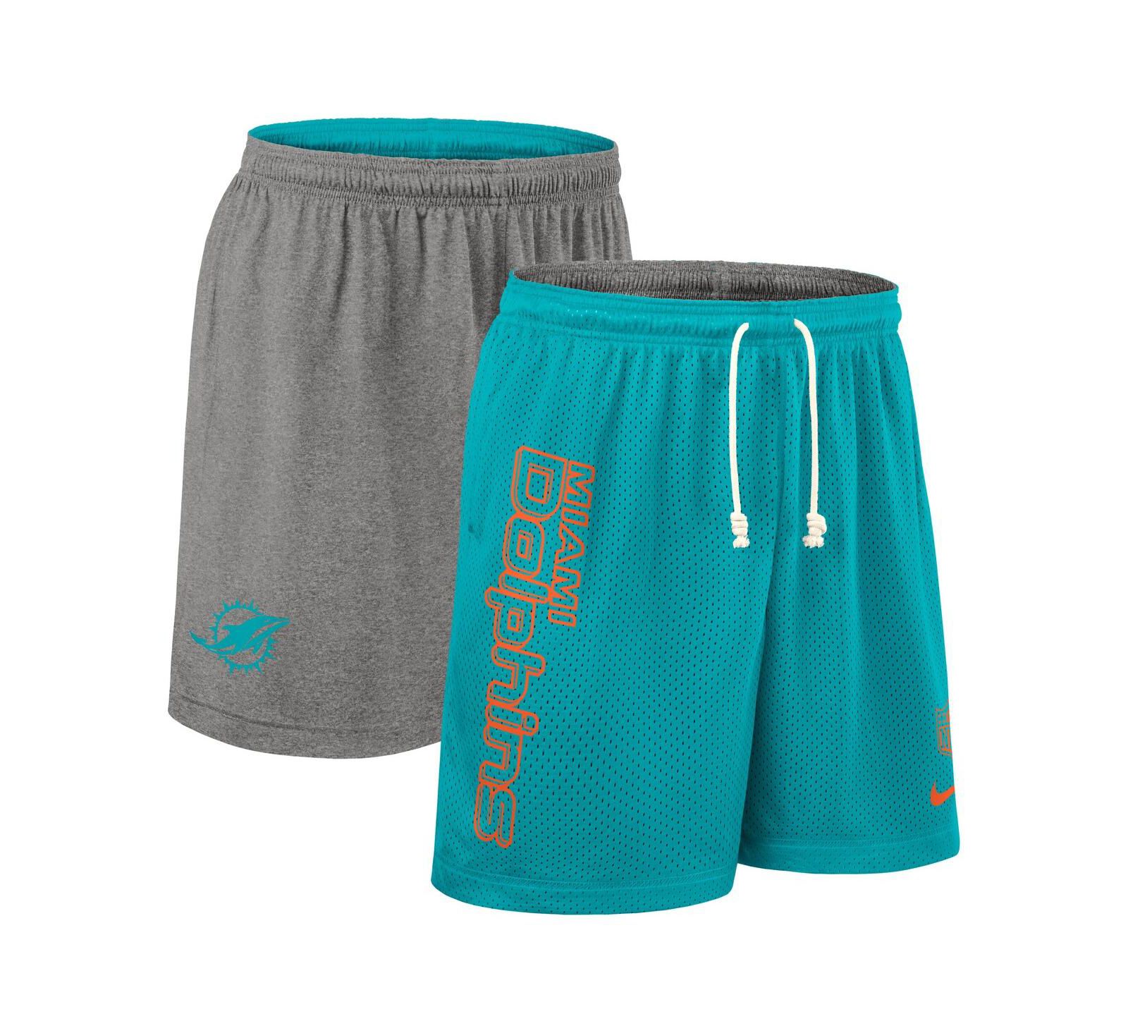 Nike Men's Aqua Miami Dolphins Sideline Reversible Performance Shorts