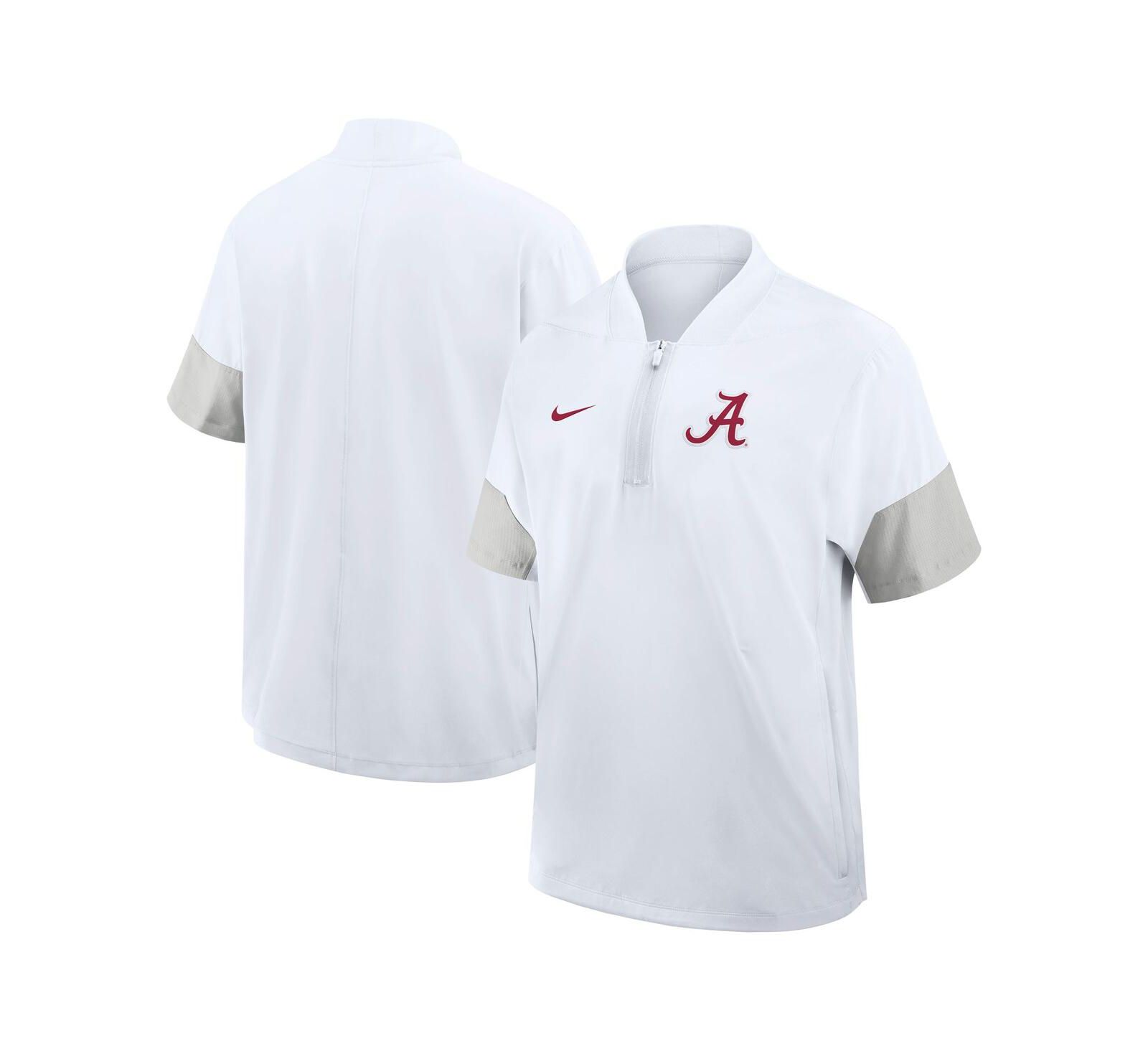 Мужская куртка Nike Alabama Crimson Tide 2025 Sideline Short Sleeve Quarter-Zip Coach, белая